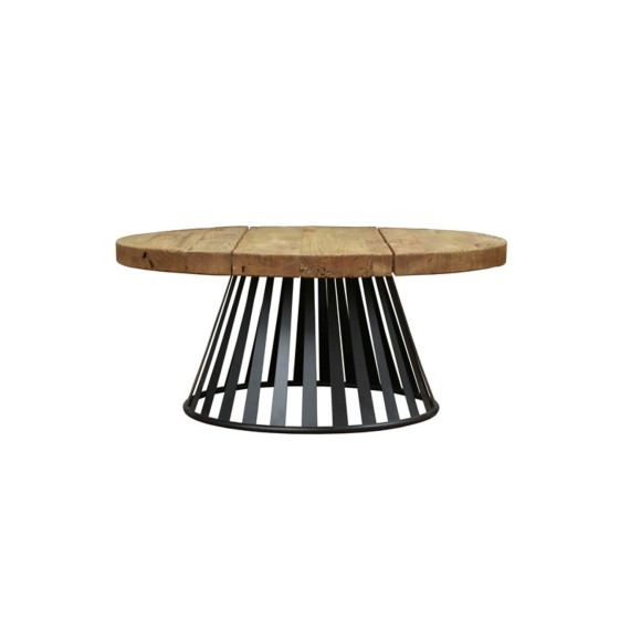 Industrie Large Round Coffee Table Wood Top