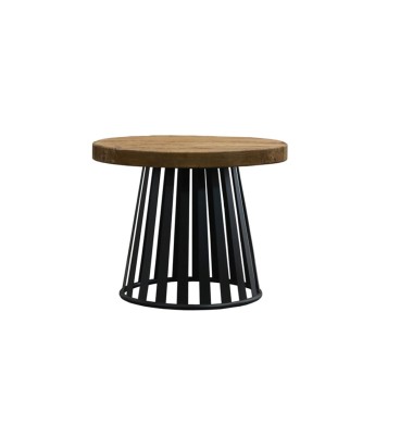 Industrie Small Round Coffee Table Wood Top