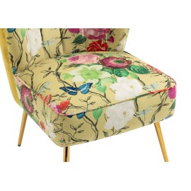 Pink Roses and Butterflies on Yellow Accent Chair
