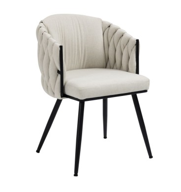 Taniya Fabric Dining Chair with Black Legs (Set of 2)