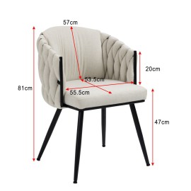 Taniya Fabric Dining Chair with Black Legs (Set of 2)