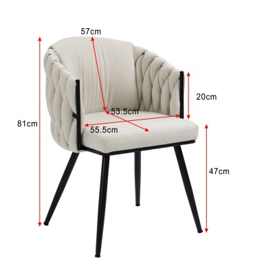 Taniya Fabric Dining Chair with Black Legs (Set of 2)