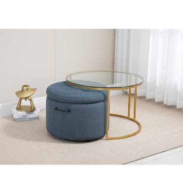Mikaela Ottoman with Gold Coffee Table