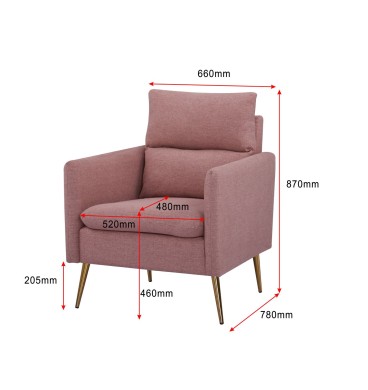 Rina Blush Fabric Armchair