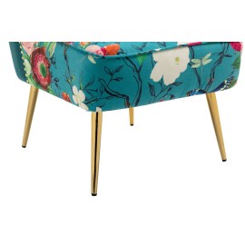 Red Flowers and Butterflies on Blue Accent Chair