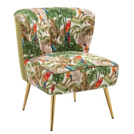 Red Parrots on Green Tropical Forest Chair