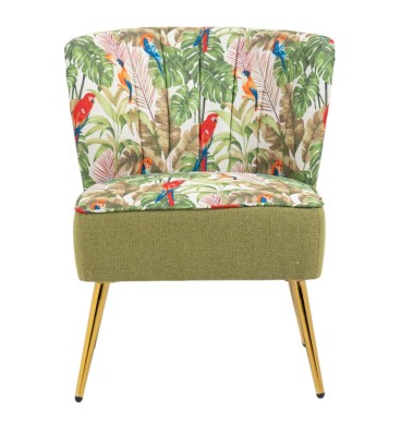 Red Parrots on Green Tropical Forest Chair v2
