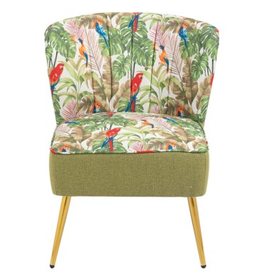 Red Parrots on Green Tropical Forest Chair v2