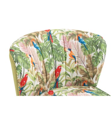 Red Parrots on Green Tropical Forest Chair v2