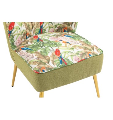 Red Parrots on Green Tropical Forest Chair v2