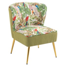 Red Parrots on Green Tropical Forest Chair v2
