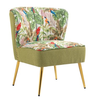Red Parrots on Green Tropical Forest Chair v2