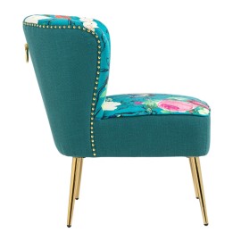 Red Flowers and Butterflies on Blue Accent Chair v2