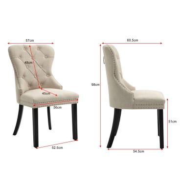 Mia Linen Dining Side Chair, Set of 2