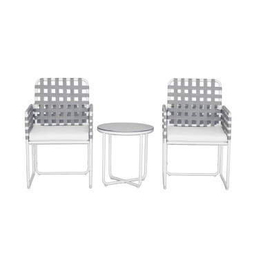 Brooke 3-Piece Outdoor Balcony Set - Grey