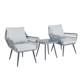 Isaac 3-Piece Outdoor Balcony Set - Grey