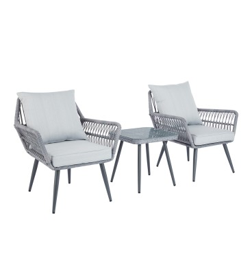 Isaac 3-Piece Outdoor Balcony Set - Grey