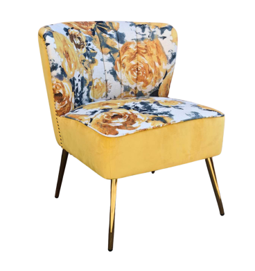 Yellow Roses on Grey Accent Chair v2
