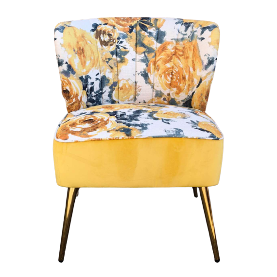 Yellow Roses on Grey Accent Chair v2