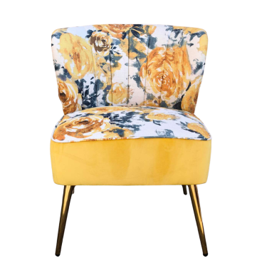 Yellow Roses on Grey Accent Chair v2