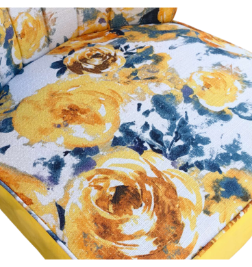 Yellow Roses on Grey Accent Chair v2