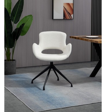 Luna Fine Boucle Fabric Swivel Dining Chair, Set of 2