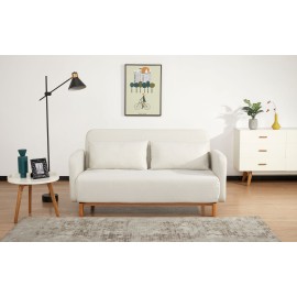 Vada Beige Fabric Click Clack Sofa Bed, 2 Seater